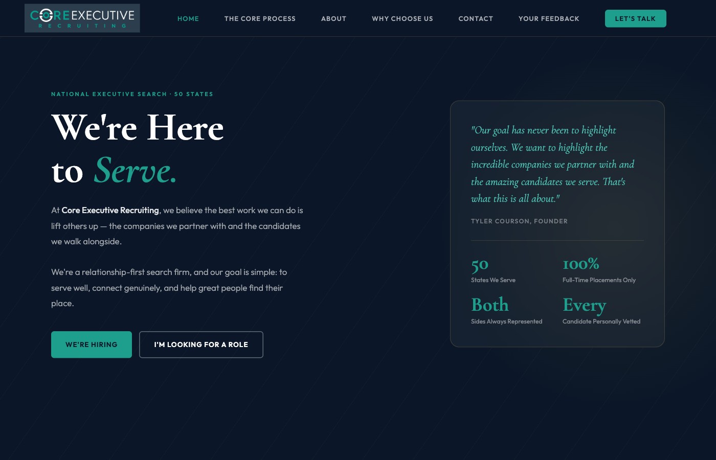 Core Executive Recruiting website